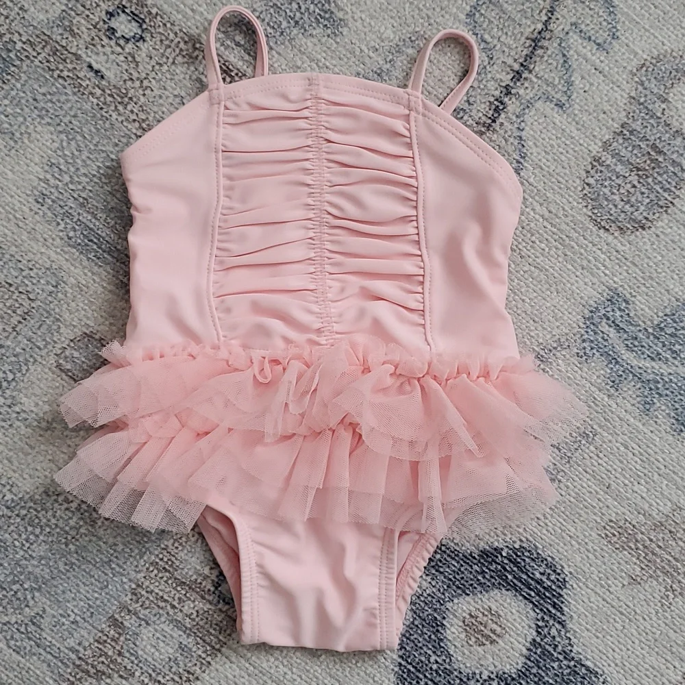 Old Navy Baby Girl Pink Tutu Bathing Suit Ballet Swimsuit Sz0-3m